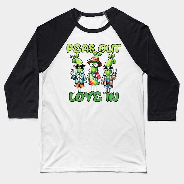 Peas out love in Hippie Pea Peace Design Baseball T-Shirt by DoodleDashDesigns